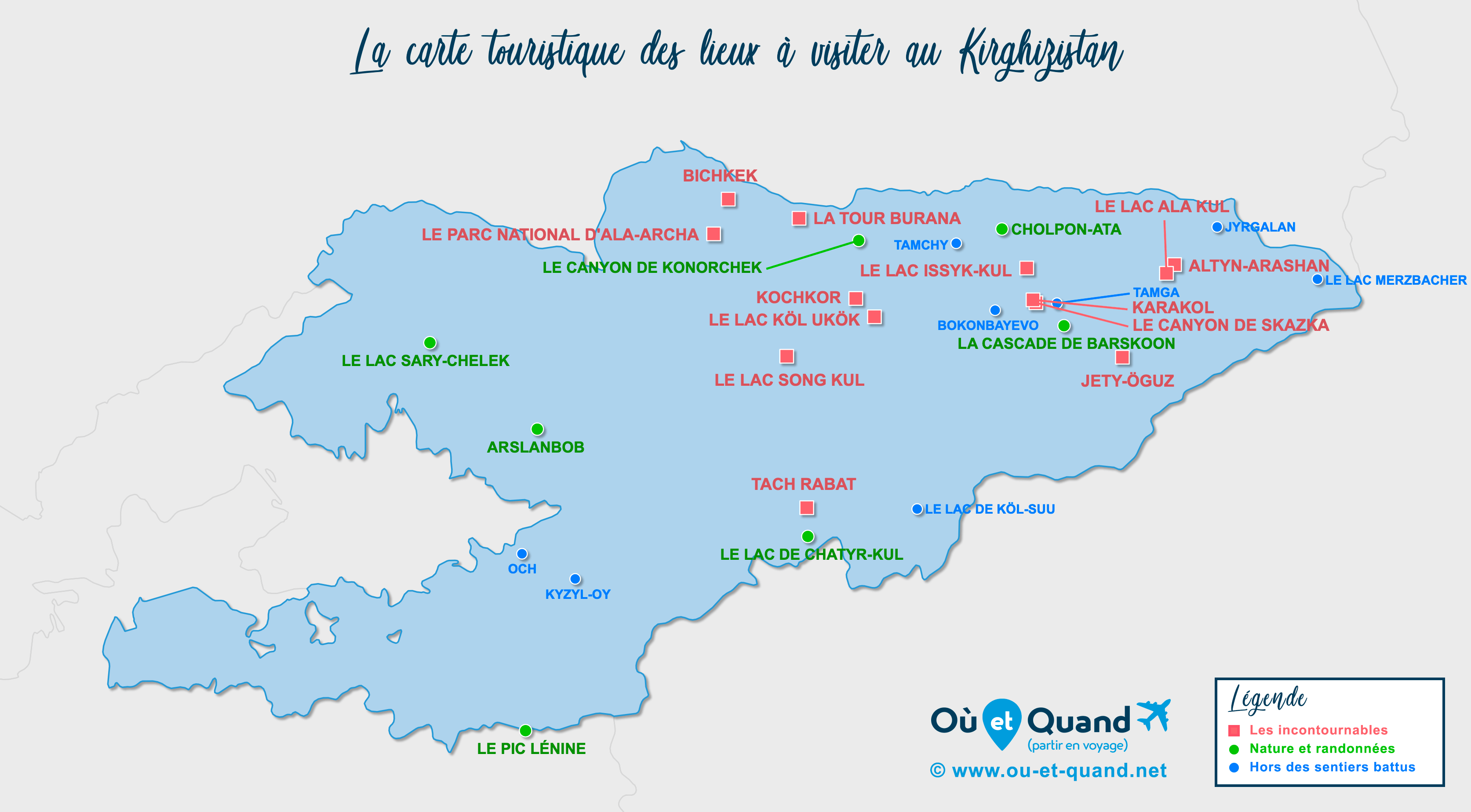 Carte Kirghizistan : tous les lieux à visiter lors de votre voyage