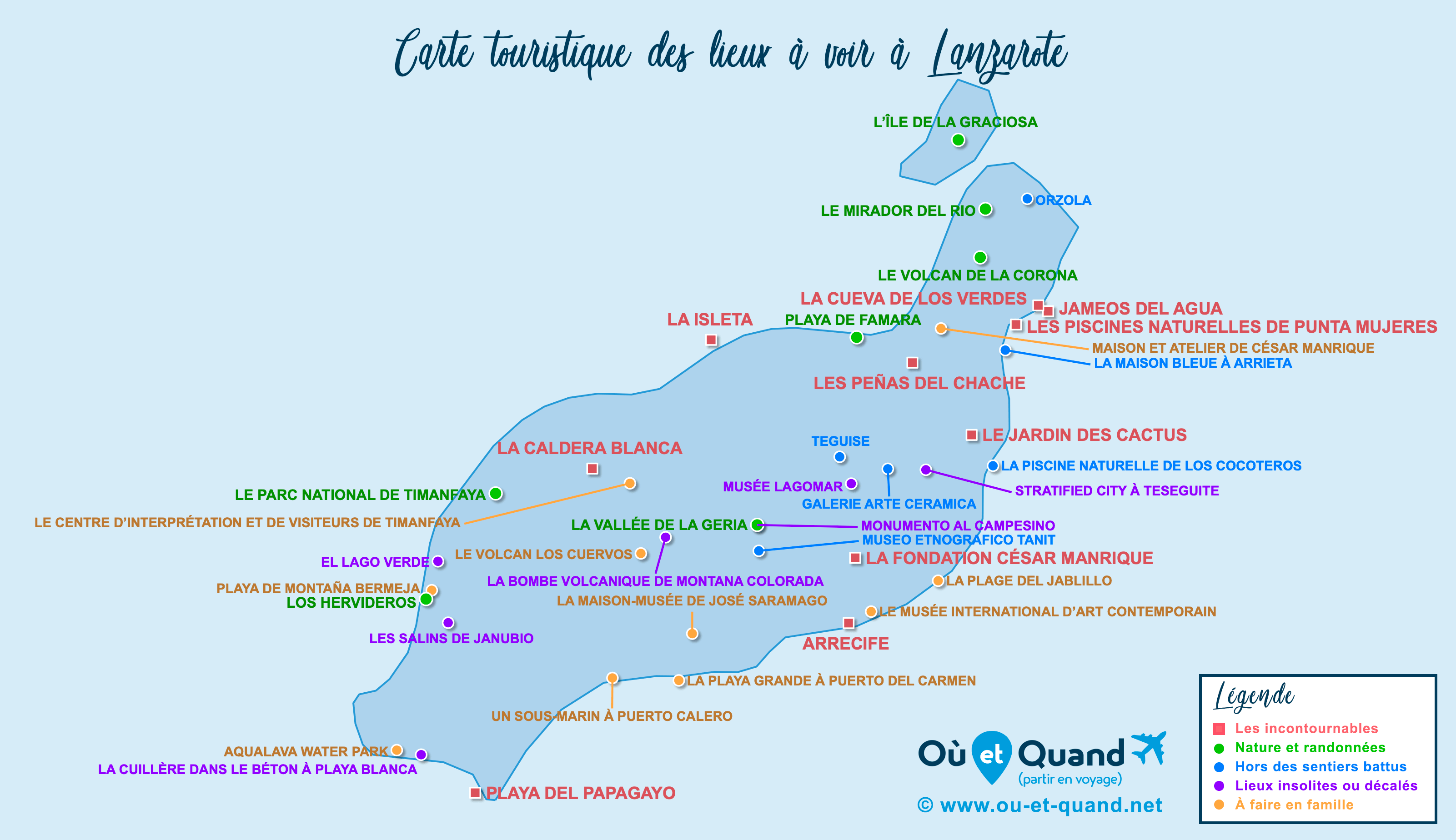 Carte Lanzarote : tous les lieux à visiter lors de votre voyage