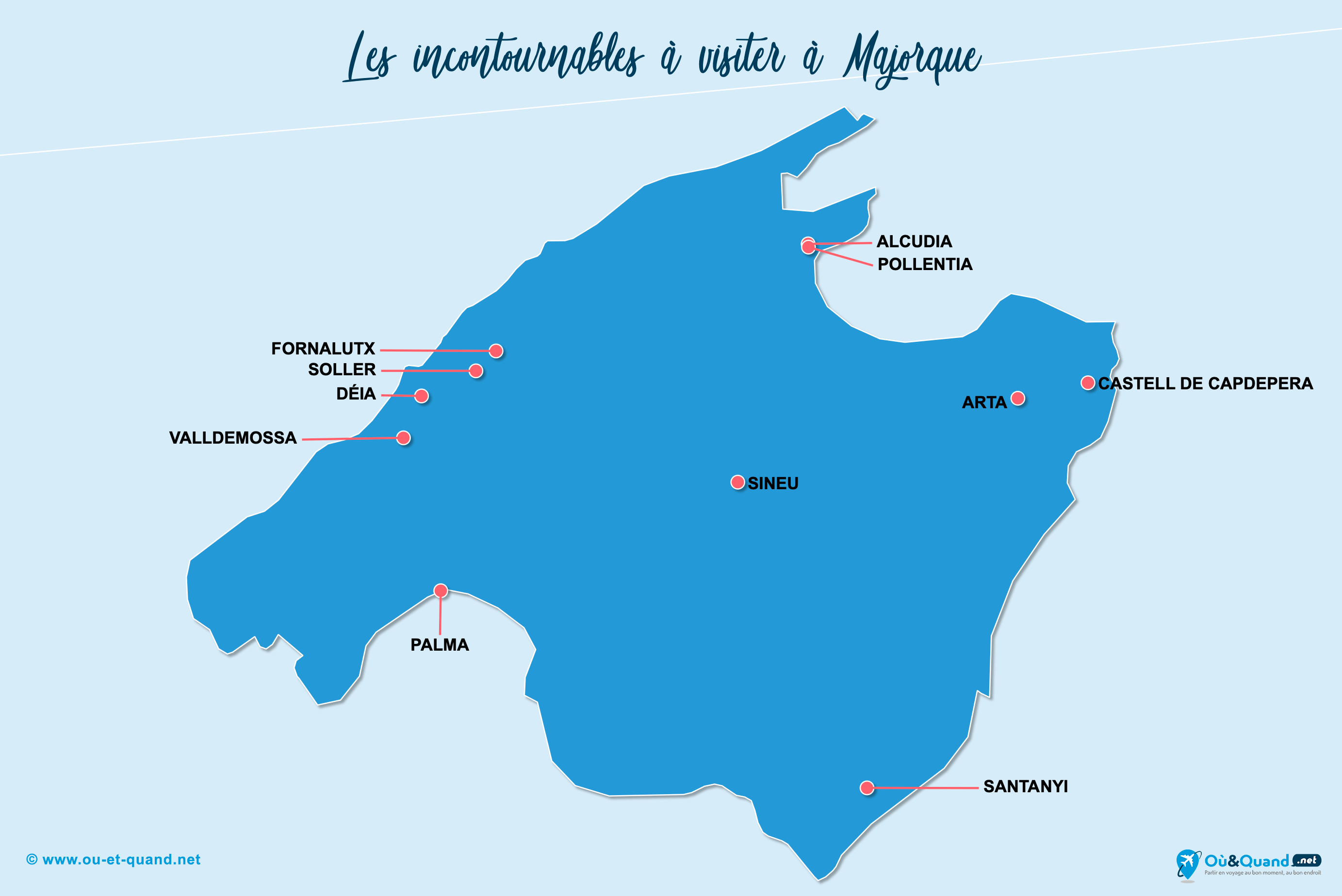 Carte Majorque : Les lieux incontournables à Majorque