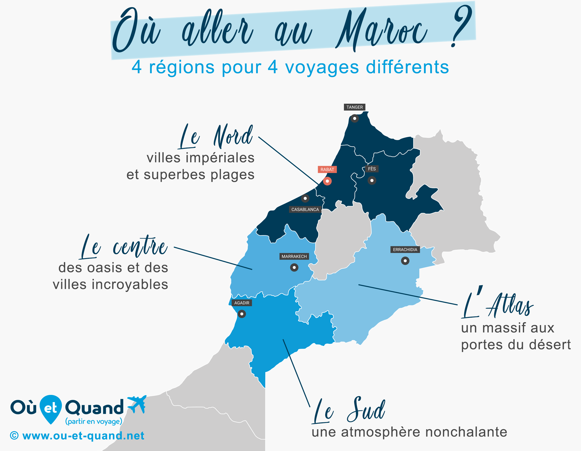 Carte touristique des régions à visiter au Maroc