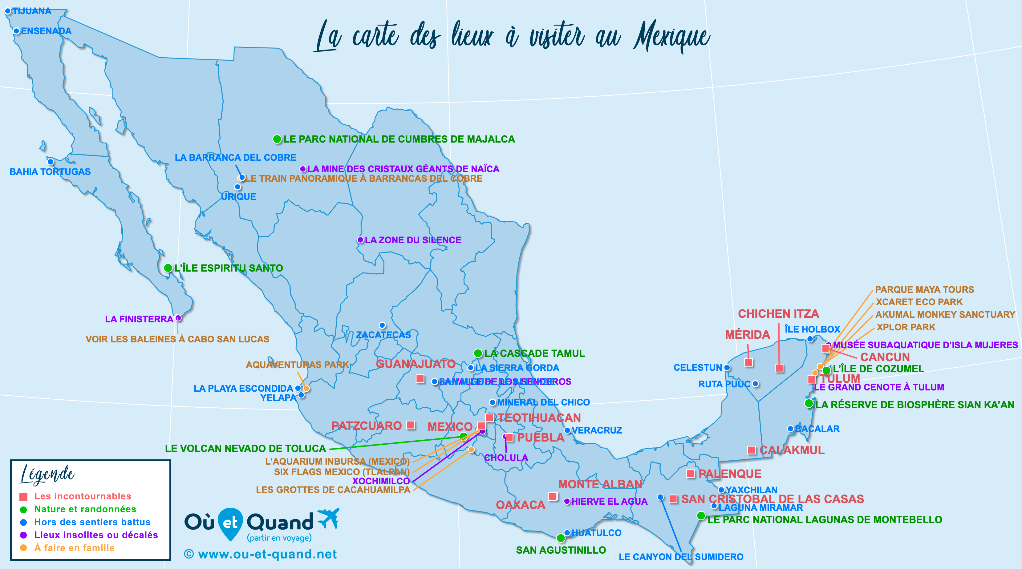 Carte Mexique : tous les lieux à visiter lors de votre voyage