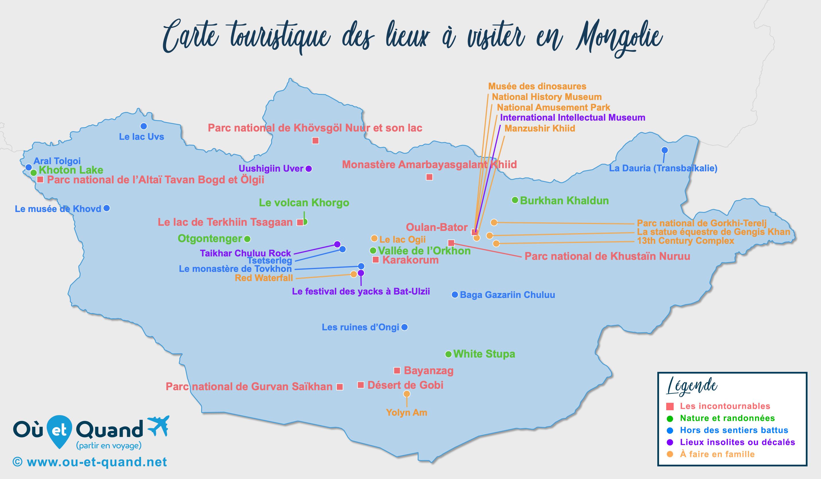 Carte Mongolie : tous les lieux à visiter lors de votre voyage