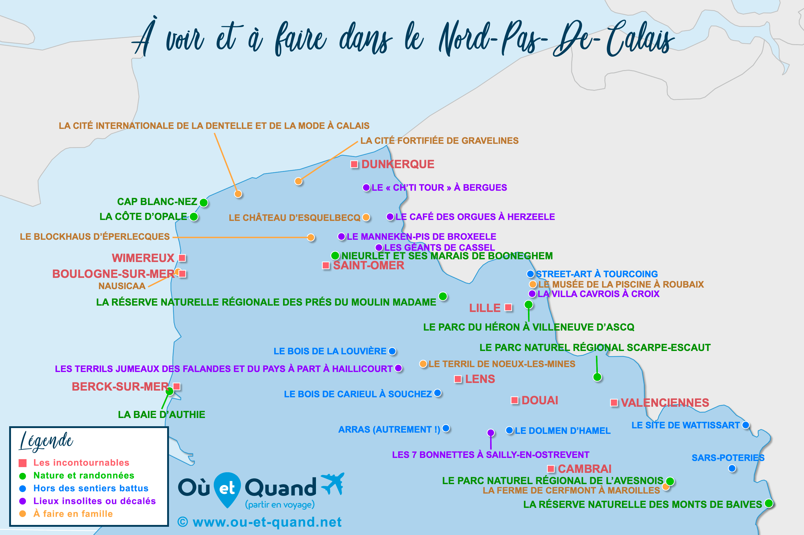 Carte Nord de la France : tous les lieux à visiter lors de votre voyage