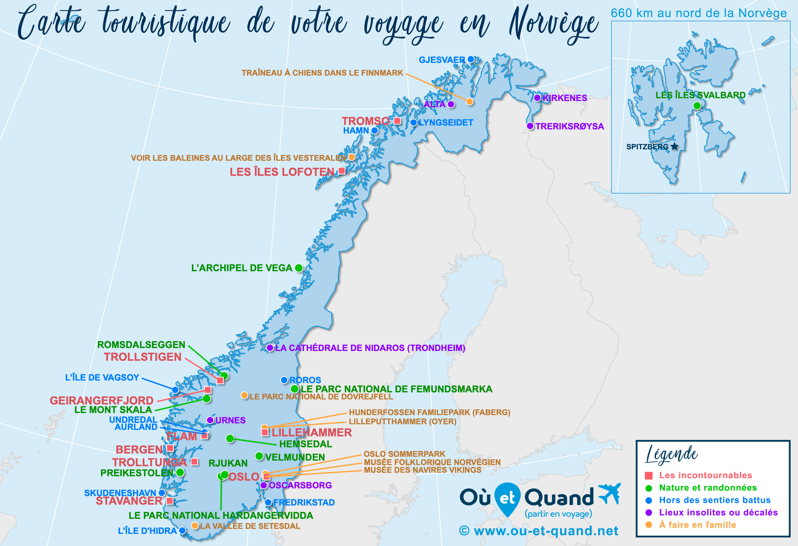 Carte Norvège : tous les lieux à visiter lors de votre voyage