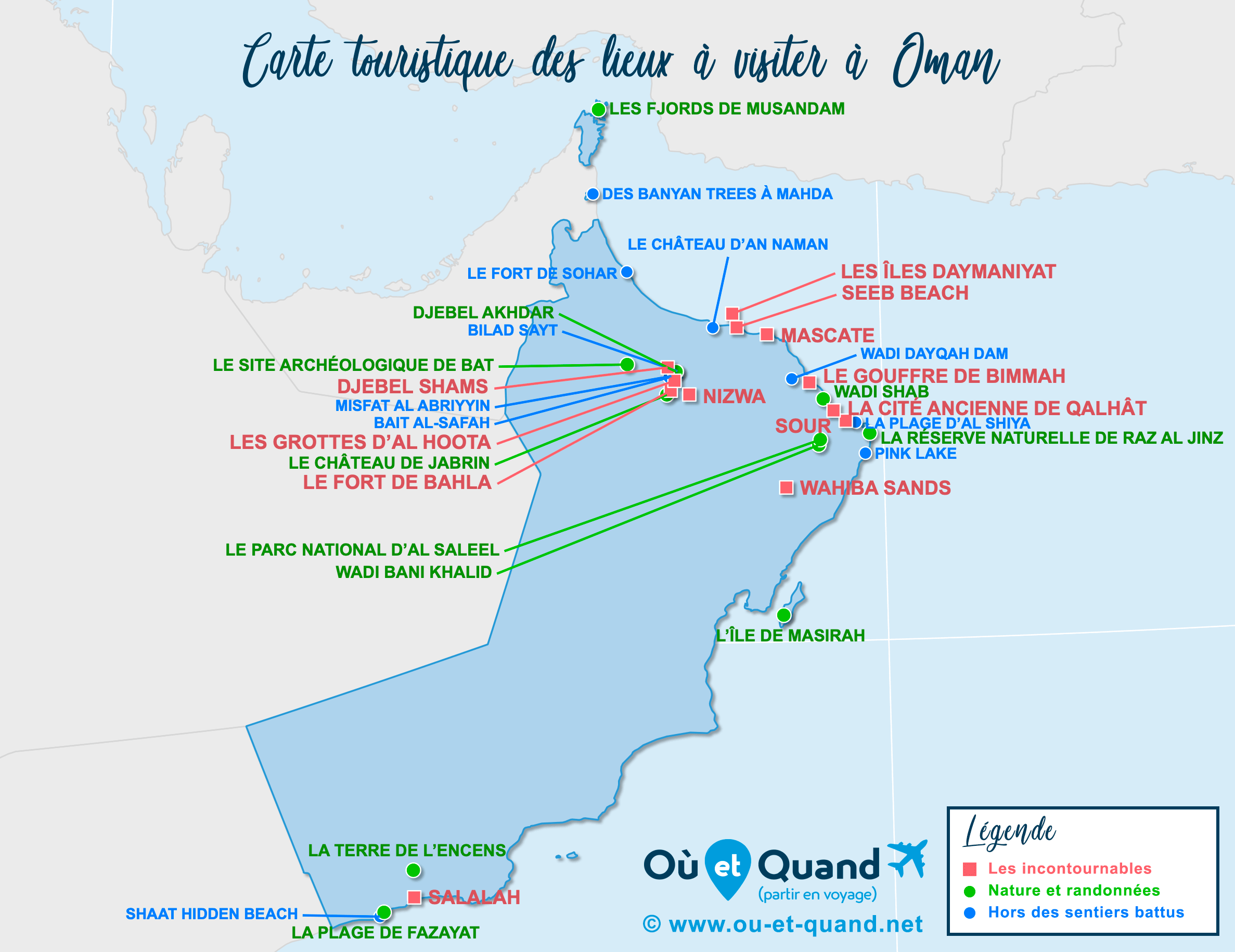 Carte Oman : tous les lieux à visiter lors de votre voyage