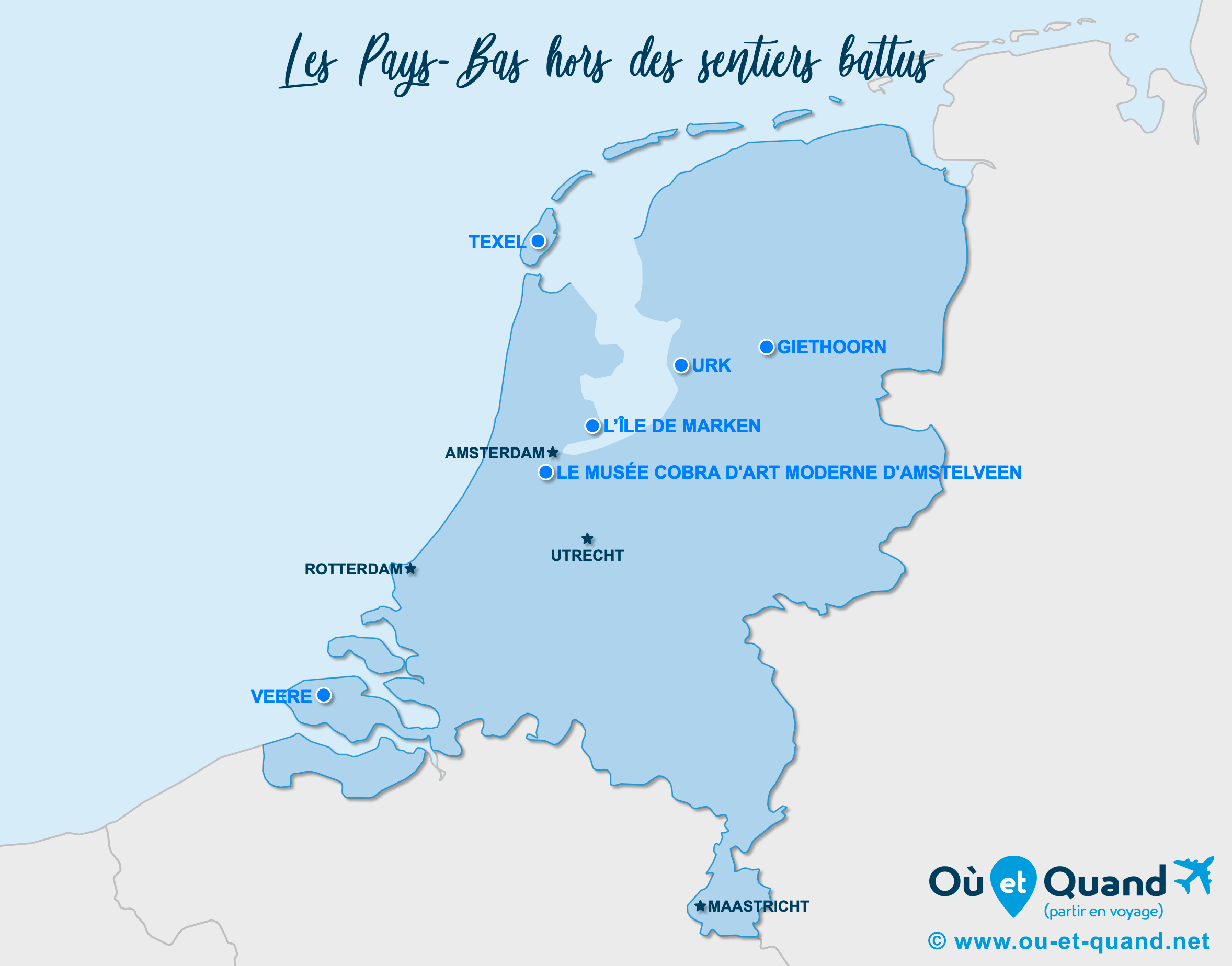 Carte Pays-Bas (Hollande) : Les Pays-Bas hors des sentiers battus