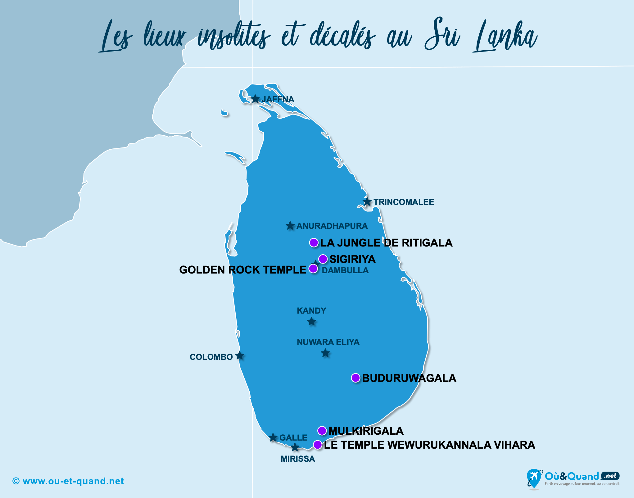 La carte des lieux insolites au Sri Lanka