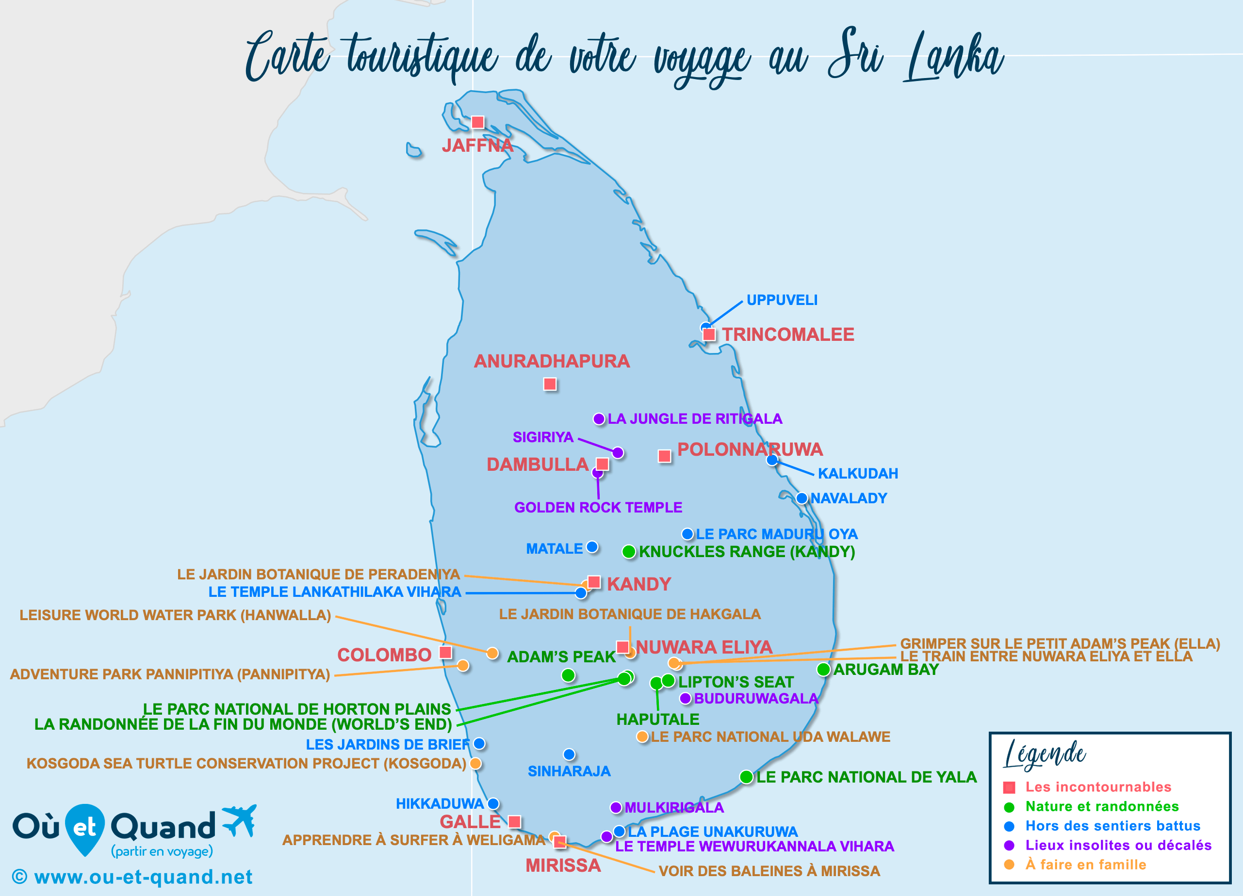 Carte Sri Lanka : tous les lieux à visiter lors de votre voyage
