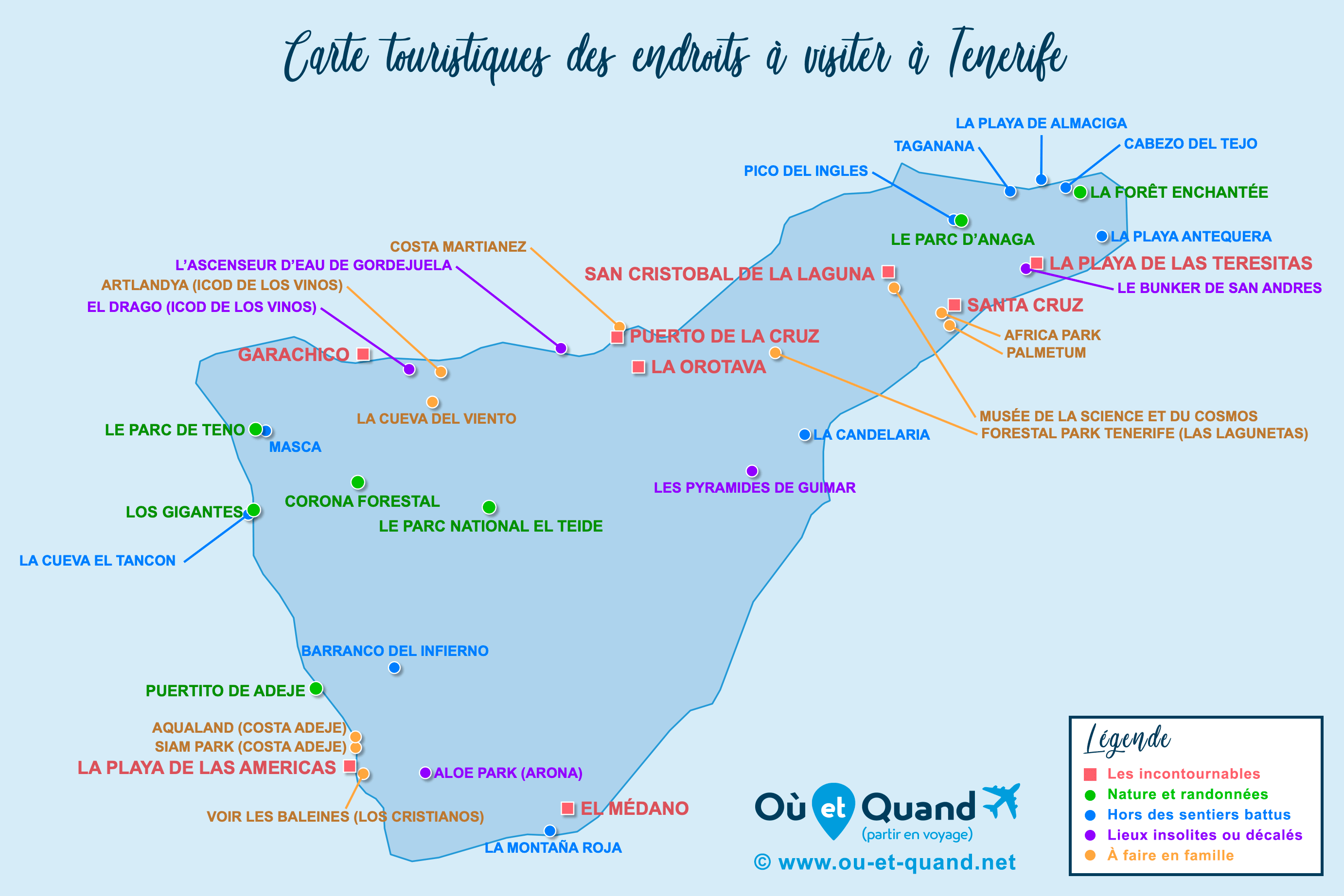 Carte Tenerife : tous les lieux à visiter lors de votre voyage