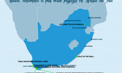Carte Afrique du Sud : Sites naturels en Afrique du Sud