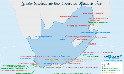 Carte touristique Afrique du Sud