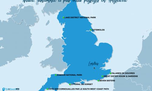 Carte Angleterre : Sites naturels en Angleterre