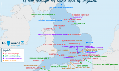 Carte touristique Angleterre