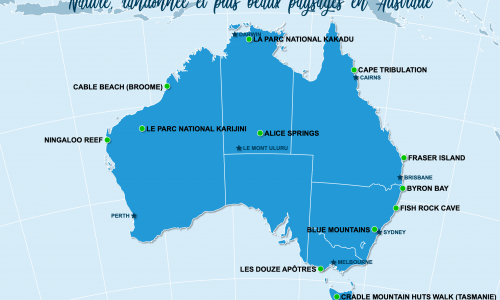 Carte Australie : Sites naturels en Australie