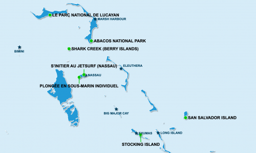 Carte Bahamas : Sites naturels aux Bahamas