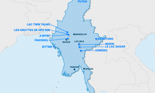 Carte Birmanie (Myanmar) : La Birmanie hors des sentiers battus