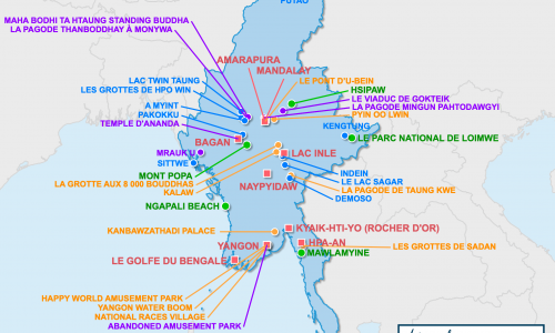 Carte touristique Birmanie