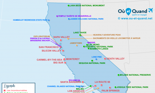 Carte touristique Californie
