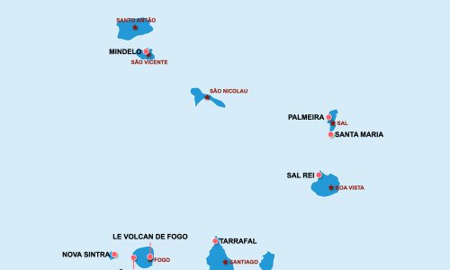 Carte Cap-Vert : Lieux et sites naturels incontournables au Cap-Vert