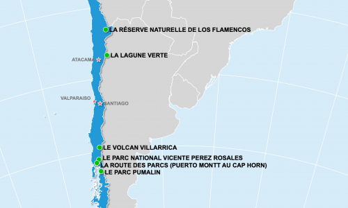Carte Chili : Sites naturels au Chili