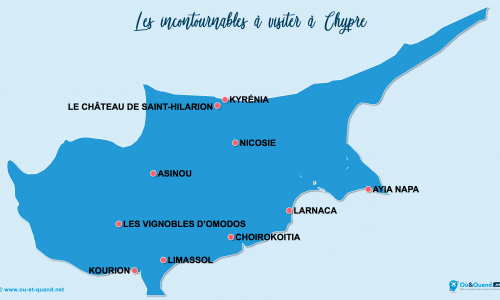 Carte Chypre : Lieux et sites naturels incontournables à Chypre