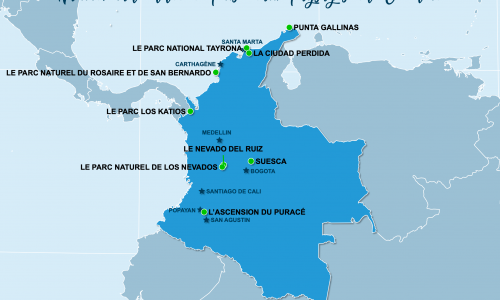 Carte Colombie : Sites naturels en Colombie