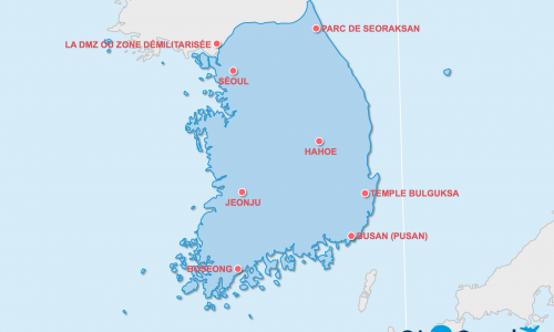 Carte Corée du Sud : Lieux et sites naturels incontournables en Corée du Sud