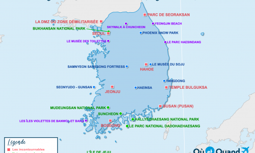 Carte touristique Corée du Sud