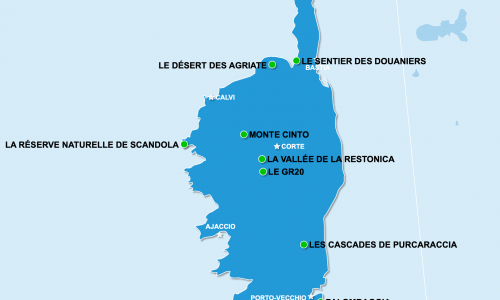 Carte Corse : Sites naturels en Corse
