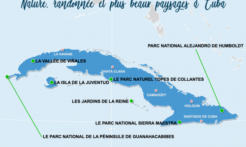 Carte Cuba : Sites naturels à Cuba