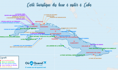 Carte touristique Cuba