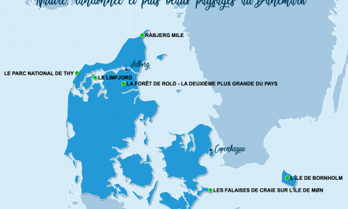 Carte Danemark : Sites naturels au Danemark
