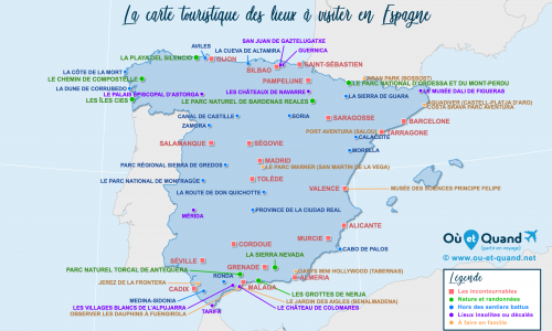 Carte touristique Espagne