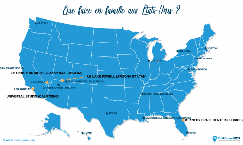 Carte États-Unis : Les États-Unis en famille