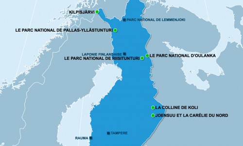Carte Finlande : Sites naturels en Finlande
