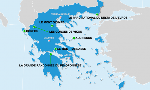 Carte Grèce : Sites naturels en Grèce