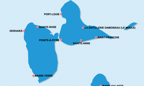 Carte Guadeloupe : Lieux et sites naturels incontournables en Guadeloupe