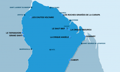 Carte Guyane Française : La Guyane hors des sentiers battus