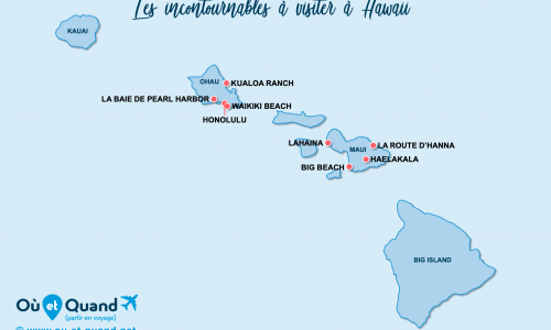 Carte Hawaii : Les incontournables à Hawai