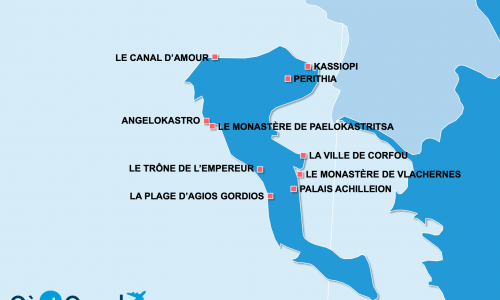 Carte Corfou : Lieux et sites naturels incontournables à Corfou