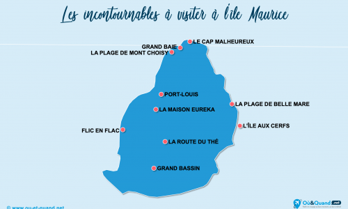 Carte île Maurice : Lieux et sites naturels incontournables à l'île Maurice