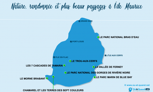 Carte île Maurice : Sites naturels à l'île Maurice