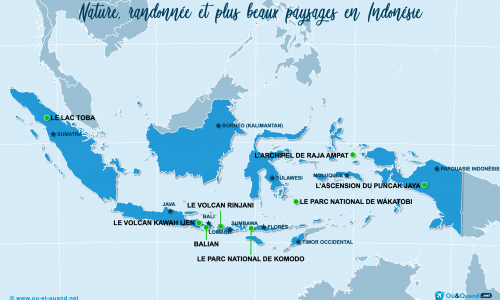 Carte Indonésie : Sites naturels en Indonésie