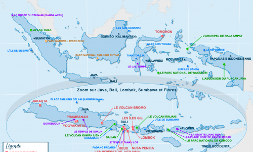 Carte touristique Indonésie
