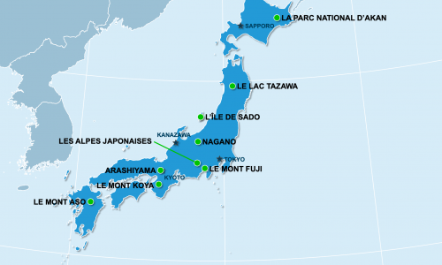 Carte Japon : Sites naturels au Japon