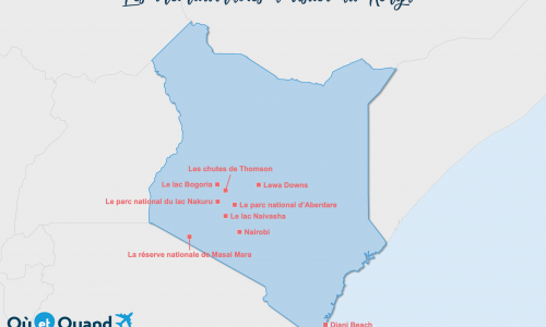 Carte Kenya : Lieux et sites naturels incontournables au Kenya