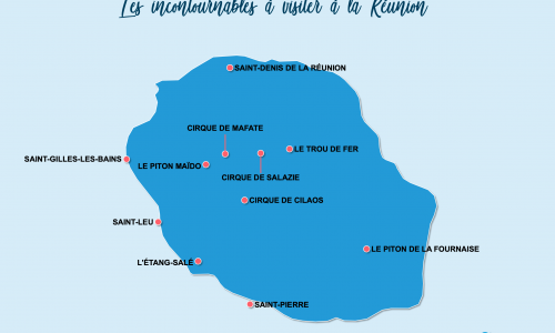Carte Réunion : Lieux et sites naturels incontournables à la Réunion