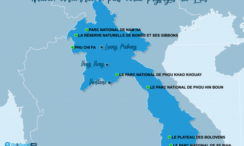 Carte Laos : Sites naturels au Laos
