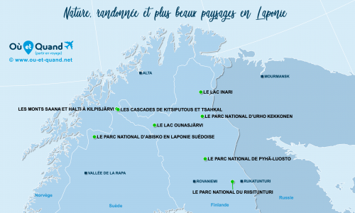 Carte Laponie : Sites naturels en Laponie