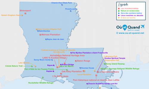 Carte touristique Louisiane